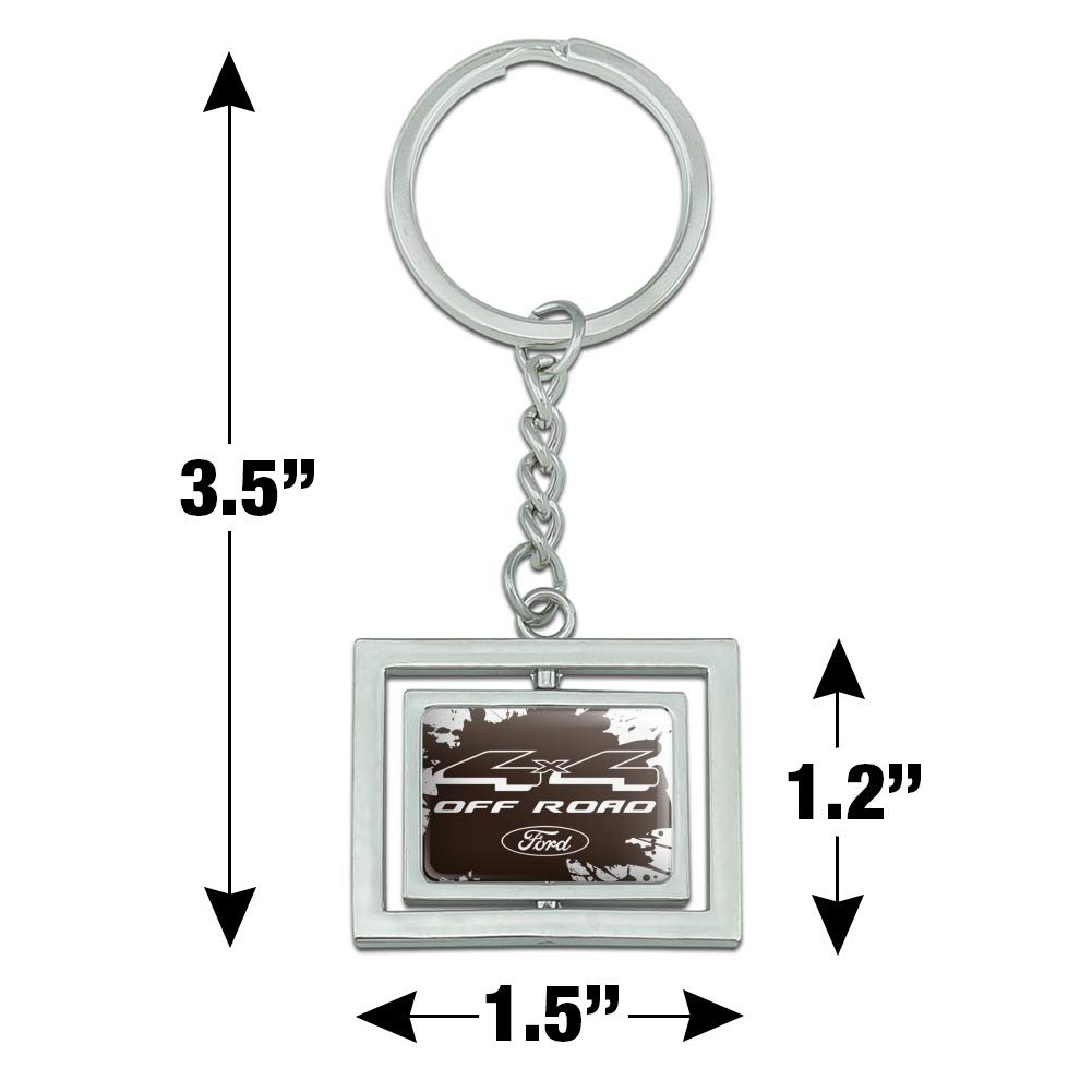 GRAPHICS & MORE Ford Trucks 4x4 Off Road Spinning Rectangle Chrome Plated Metal Keychain Key Chain Ring