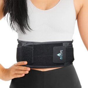 allyflex sports - back brace for lower back pain, back support belts with adjustable strap, breathable lumbar support belt with 3d lumbar pads, slim fit lumbar brace, medium