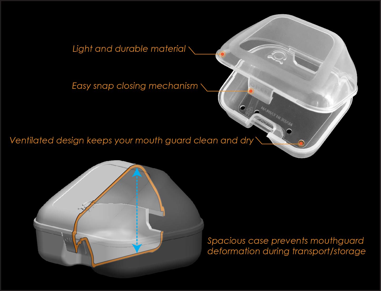 COOLLO SPORTS Mouth Guard Case Lip Guard Mouthpiece Case for Most Brand Mouthguard (Lip Guard Case/1pc)