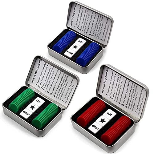 Befantasway Right Left Center Dice Game Set with 3 Dices + 36 Chips (3 Sets -Red+Green+Blue)