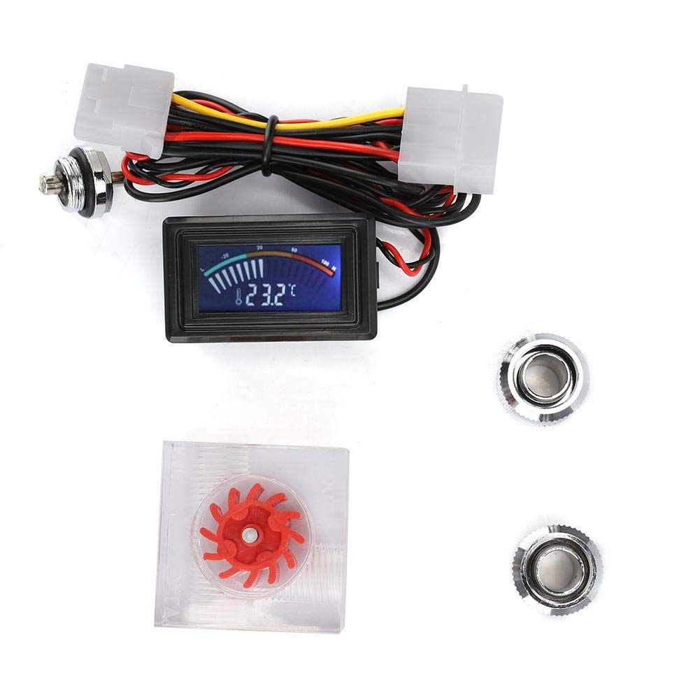 Computer Water Cooling Reservoir - G1/4 Threaded Flow Meter Indicator + Pointer Display Digital Thermometer - PC Water Cooling System Kit Temperature Meter Flow Indicator