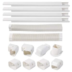 taktopeak 3'' 17 ft pvc decorative line cover kit for ductless mini split air conditioner,central ac and heat pumps-full set, no other parts needed