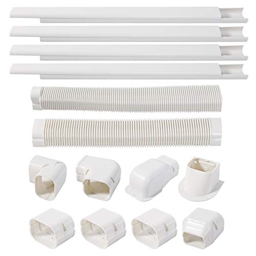 TAKTOPEAK 3'' 17 Ft PVC Decorative Line Cover Kit for Ductless Mini Split Air Conditioner,Central AC and Heat Pumps-Full Set, No Other Parts Needed