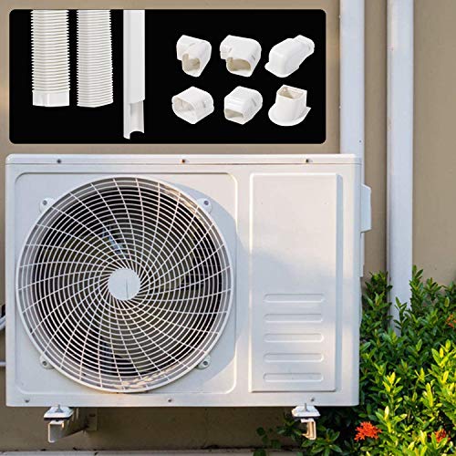 TAKTOPEAK 3'' 17 Ft PVC Decorative Line Cover Kit for Ductless Mini Split Air Conditioner,Central AC and Heat Pumps-Full Set, No Other Parts Needed