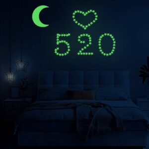 finduat 466 pcs glow in the dark stars and moon wall stickers, glowing stars and moon for ceiling and wall decals, perfect for kids bedding room or party birthday gift(green)