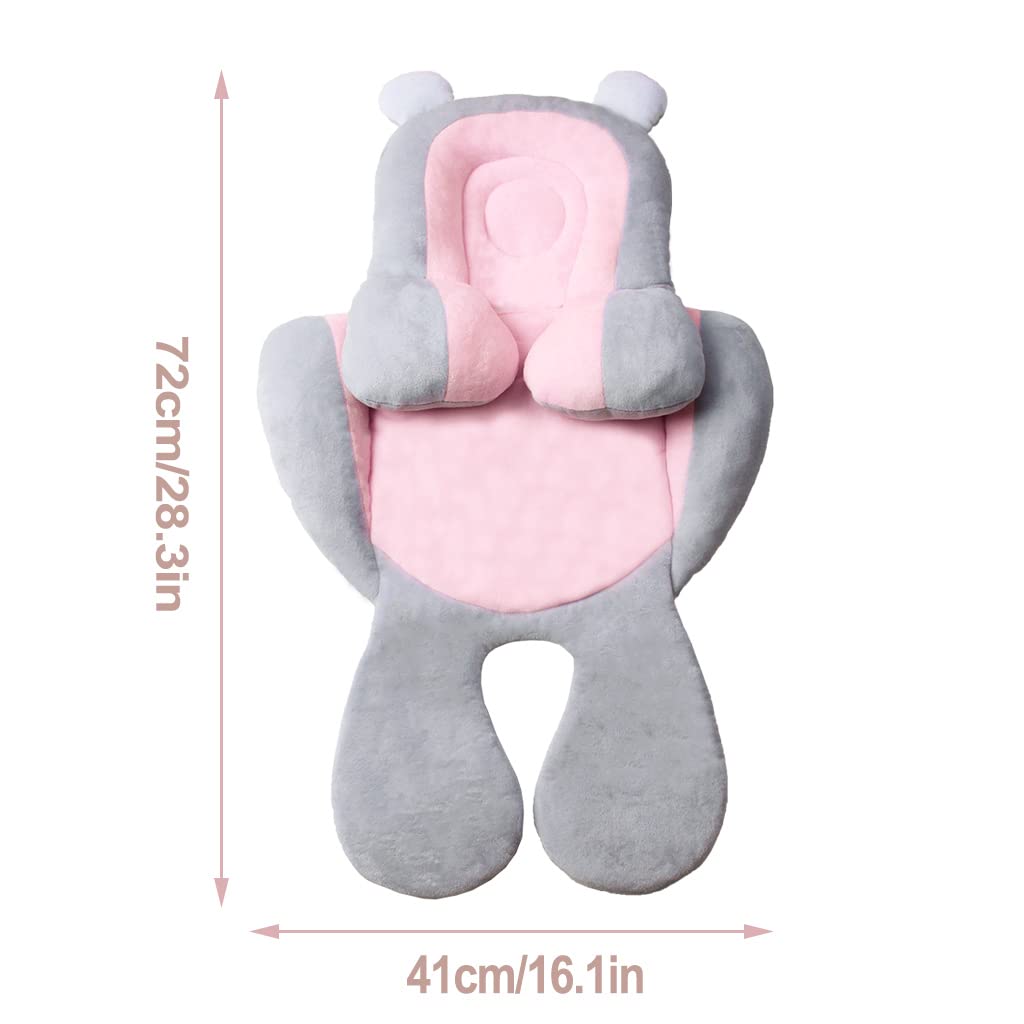 KAKIBLIN 2 in 1 Stroller Insert, Baby Car Seat Insert Newborn Head and Body Support Pillow Toddler Stroller Cushion for Baby Washable Baby Stroller Padding for Newborn, Pink