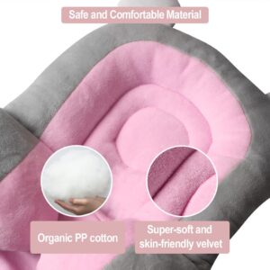 KAKIBLIN 2 in 1 Stroller Insert, Baby Car Seat Insert Newborn Head and Body Support Pillow Toddler Stroller Cushion for Baby Washable Baby Stroller Padding for Newborn, Pink