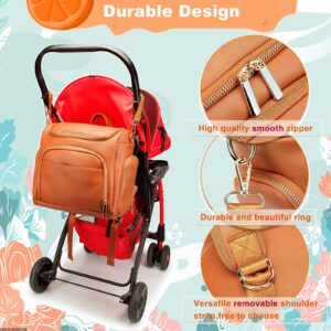 Leather Diaper Bag Backpack with Changing Pad - Multi-Function Large Capacity Baby Bag with Adjustable Shoulder Strap & Stroller Straps