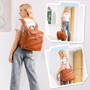 Leather Diaper Bag Backpack with Changing Pad - Multi-Function Large Capacity Baby Bag with Adjustable Shoulder Strap & Stroller Straps