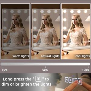 Hansong Hollywood Vanity Mirror with Lights, Bluetooth, 15 LED Bulbs, 3 Lighting Modes - White