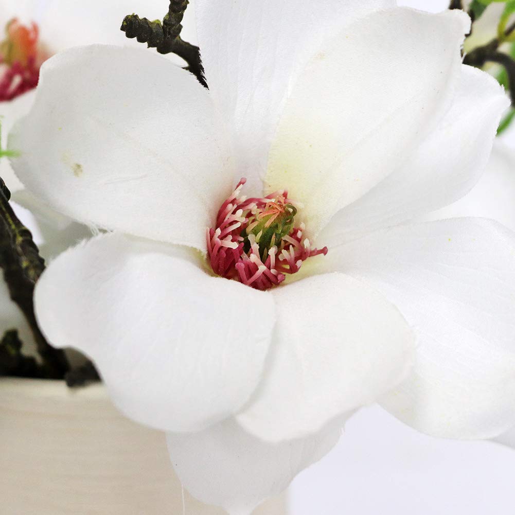 DAMEING Artificial Magnolia Flower 6pcs Bridal Wedding Bouquet Cloth Plastic Fake Wedding Flower Bouquet for Wedding Party Home Office Garden Bridal Hydrangea Decor Anniversary Pool Party