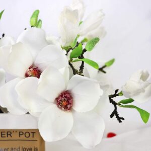 DAMEING Artificial Magnolia Flower 6pcs Bridal Wedding Bouquet Cloth Plastic Fake Wedding Flower Bouquet for Wedding Party Home Office Garden Bridal Hydrangea Decor Anniversary Pool Party