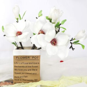 DAMEING Artificial Magnolia Flower 6pcs Bridal Wedding Bouquet Cloth Plastic Fake Wedding Flower Bouquet for Wedding Party Home Office Garden Bridal Hydrangea Decor Anniversary Pool Party