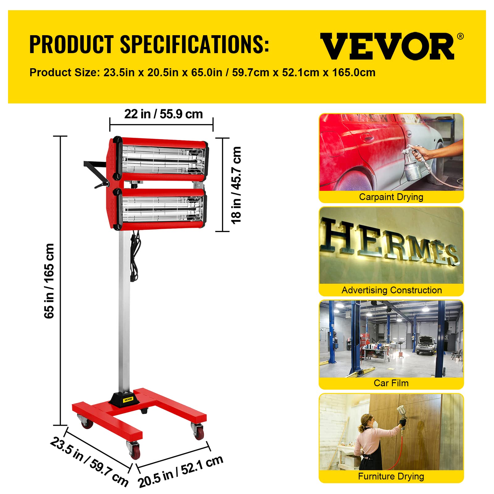 Bestauto 2000W Baking Infrared Paint Curing Lamp Short Wave Infrared Heater Car Bodywork Repair Paint Dryer/Stand