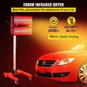 Bestauto 2000W Baking Infrared Paint Curing Lamp Short Wave Infrared Heater Car Bodywork Repair Paint Dryer/Stand