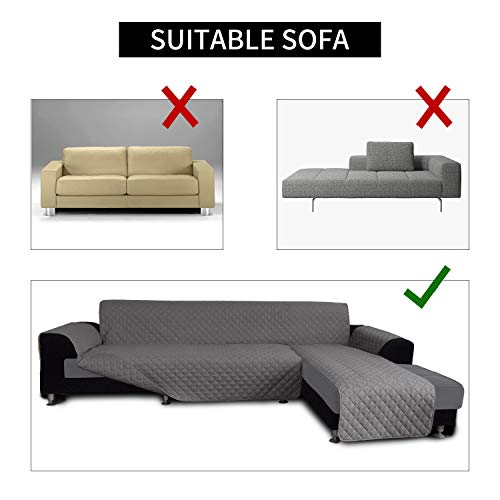 Easy-Going Sofa Slipcover L Shape Sofa Cover Sectional Couch Cover Chaise Slip Cover Reversible Sofa Cover Furniture Protector Cover for Pets Kids Children Dog Cat (Small,Gray/Gray)