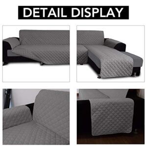 Easy-Going Sofa Slipcover L Shape Sofa Cover Sectional Couch Cover Chaise Slip Cover Reversible Sofa Cover Furniture Protector Cover for Pets Kids Children Dog Cat (Small,Gray/Gray)