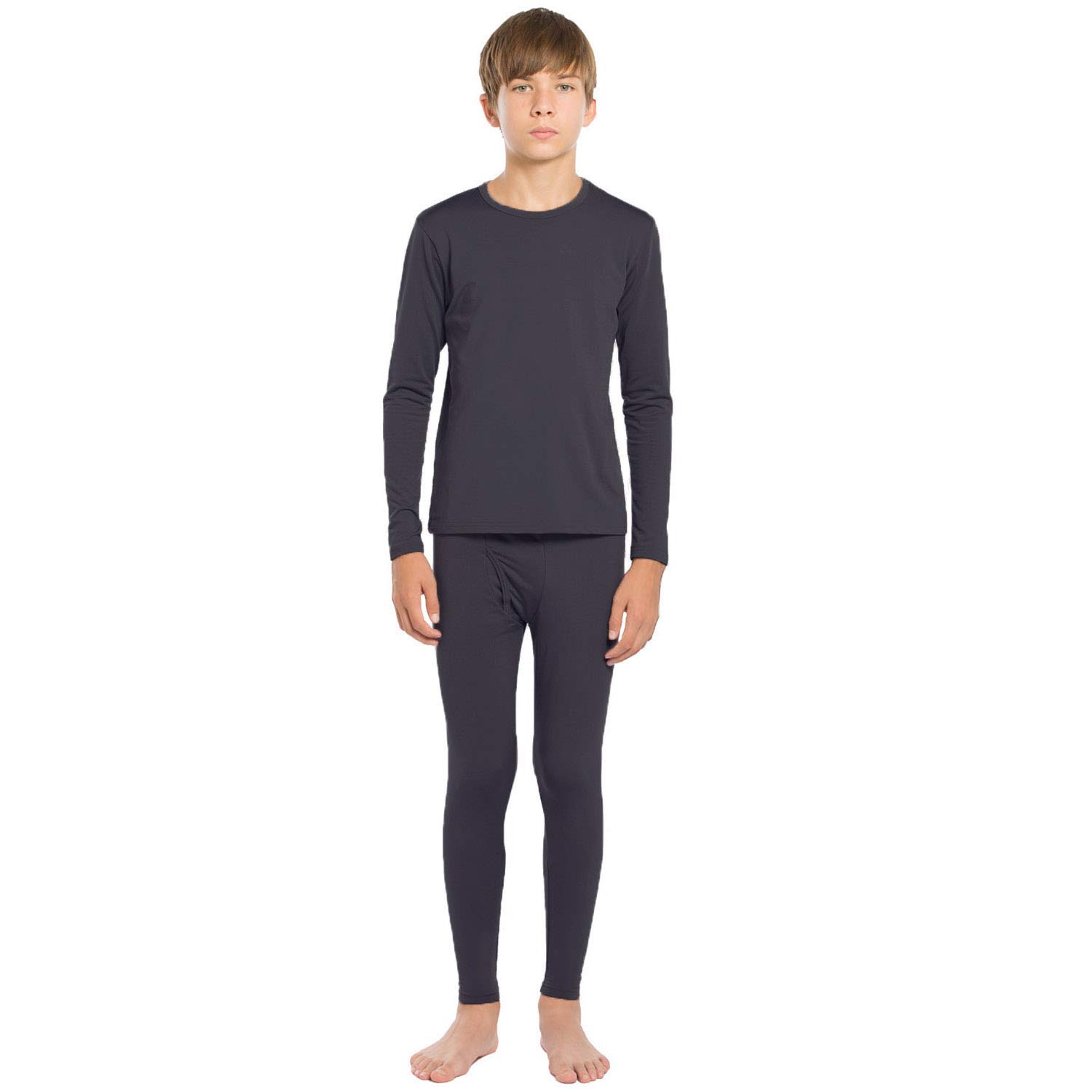 ViCherub Thermal Underwear Set for Boys Long Johns Fleece Lined Kids Base Layer Thermals Sets Boy Charcoal XL