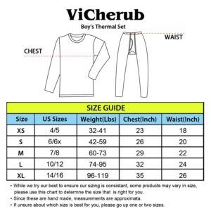 ViCherub Thermal Underwear Set for Boys Long Johns Fleece Lined Kids Base Layer Thermals Sets Boy Charcoal XL