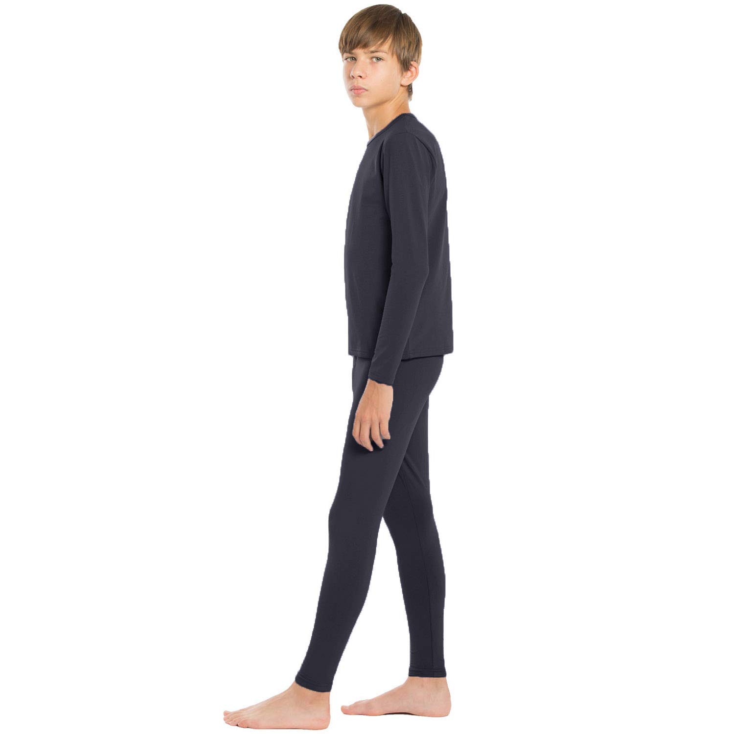 ViCherub Thermal Underwear Set for Boys Long Johns Fleece Lined Kids Base Layer Thermals Sets Boy Charcoal XL