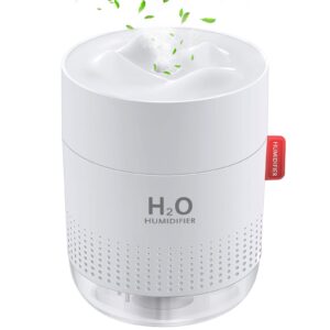 fopcc 500ml portable humidifier, mini cool mist humidifier with night light, usb personal humidifier auto shut-off, ultra-quiet, 2 spray modes, suitable for home baby bedroom office travel (white)