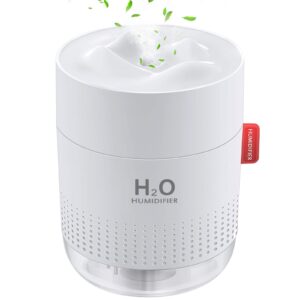 FoPcc 500ml Portable Humidifier, Mini Cool Mist Humidifier with Night Light, USB Personal Humidifier Auto Shut-Off, Ultra-Quiet, 2 Spray Modes, Suitable for Home Baby Bedroom Office Travel (White)