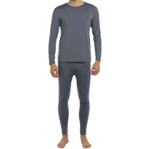 vicherub thermal underwear for men fleece lined long johns thermals top and bottom set base layer for cold weather charcoal m