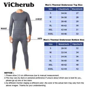 ViCherub Thermal Underwear for Men Fleece Lined Long Johns Thermals Top and Bottom Set Base Layer for Cold Weather Charcoal M