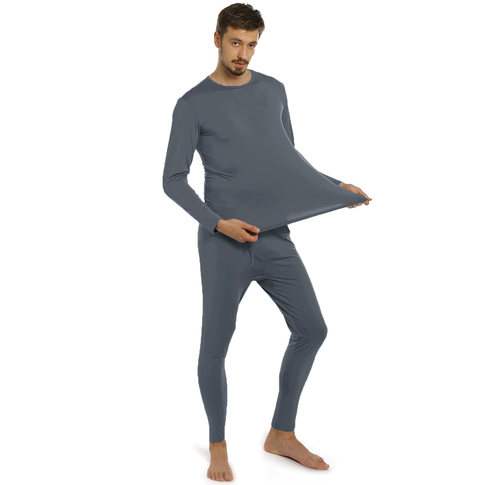 ViCherub Thermal Underwear for Men Fleece Lined Long Johns Thermals Top and Bottom Set Base Layer for Cold Weather Charcoal M