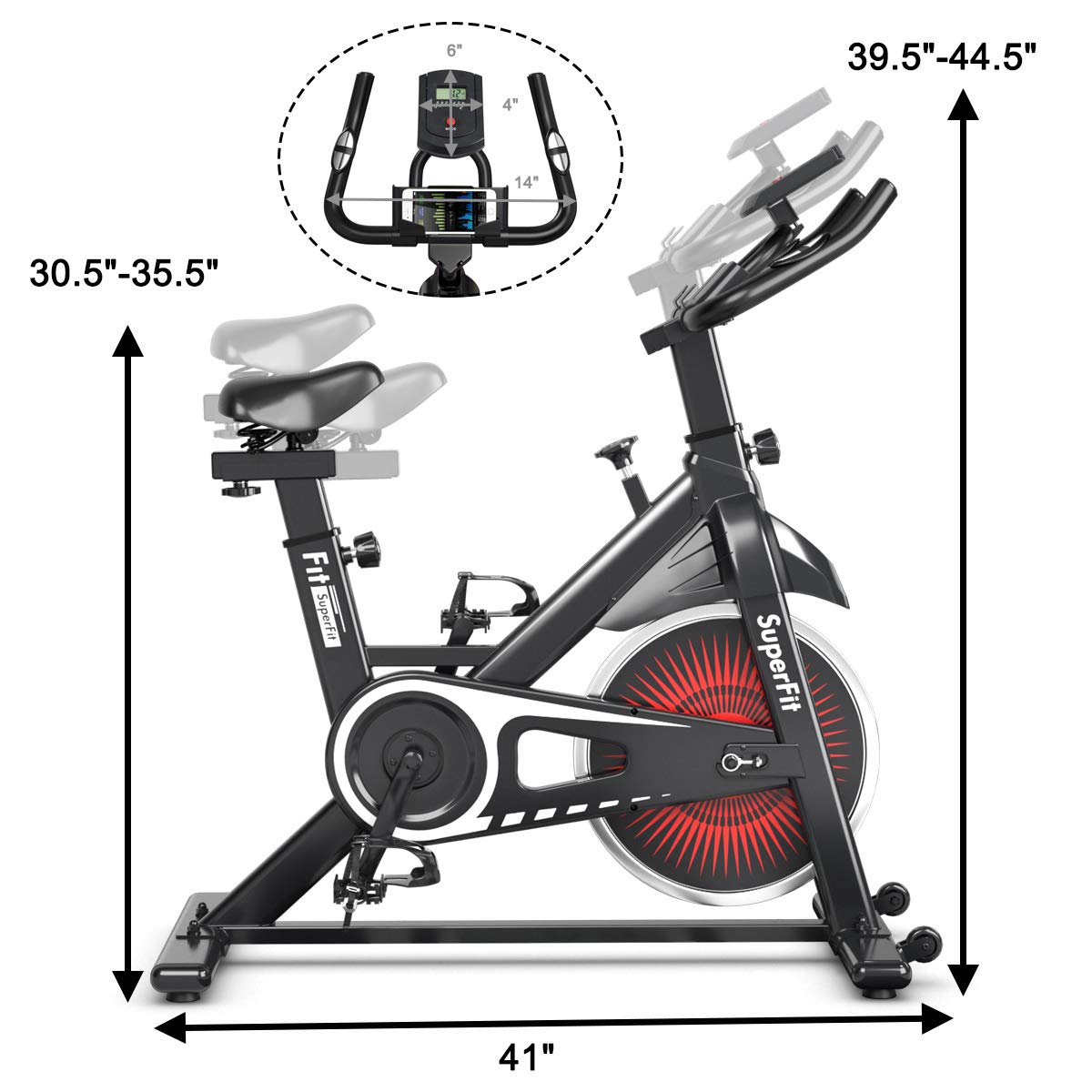 Goplus Indoor Cycling Bike, Silent Belt Drive Exercise Bike Stationary Bicycle with Steel Flywheel, Phone Holder, Adjustable Seat and Handlebar, LCD Monitor, Heart Rate Monitor (Black + White)