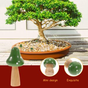 SUPVOX 3pcs Mushrooms Miniature Figurines Mini Wooden Mushrooms Fairy Garden Accessories Flower Pots Micro Landscape Decoration Supplies (Green)