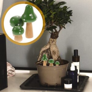 SUPVOX 3pcs Mushrooms Miniature Figurines Mini Wooden Mushrooms Fairy Garden Accessories Flower Pots Micro Landscape Decoration Supplies (Green)