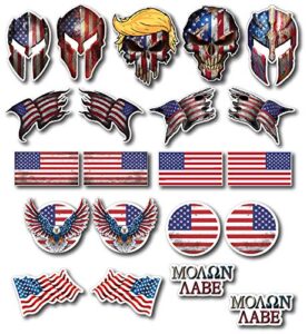 21 pack hard hat patriotic american usa flag decal sticker combo variety pack 3m vinyl peel and stick signs