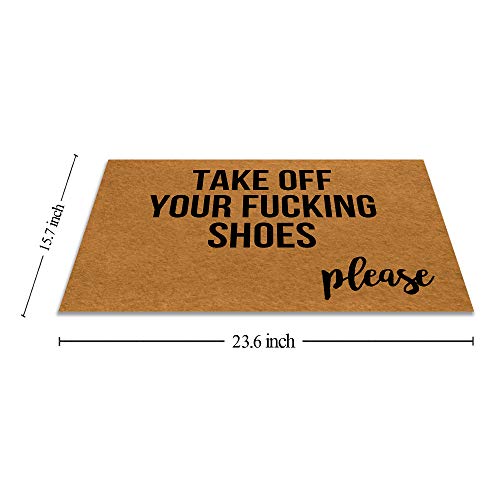 So Hot Funny Door mat Custom Indoor take Off Your Fucking Shoes Please 15.6x23.6 Inch Home and Office Decorative Entry Rug Garden/Kitchen/Bedroom Mat Non-Slip Rubber