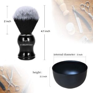 Je&Co Men's Shaving Brush Set, 3 in 1 Synthetic Shaving Brush with Acrylic Stand and Steel Bowl