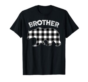 black and white buffalo plaid brother bear christmas pajama t-shirt