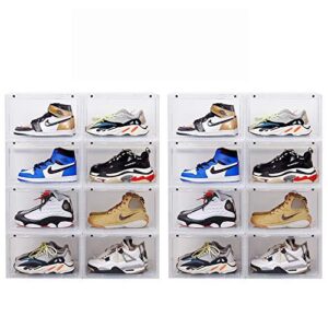 k.t.z shoe storage container shoe box shoe display stackable shoe display box sneaker box stackable clear for men women(d style transparent, 16 pcs)