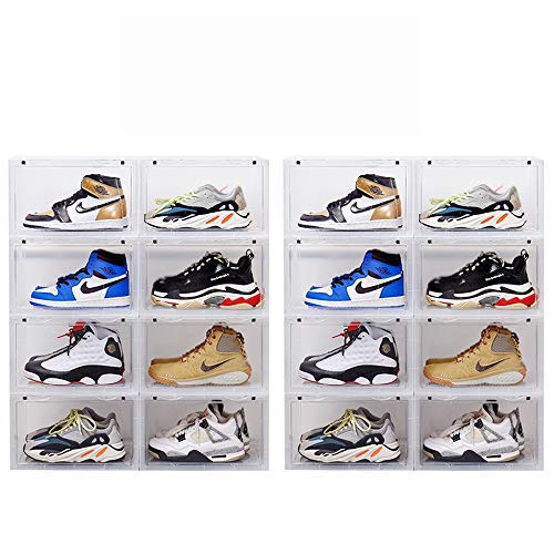 K.T.Z Shoe Storage Container Shoe Box Shoe Display Stackable Shoe display box Sneaker Box Stackable Clear for Men Women(D Style Transparent, 16 PCS)