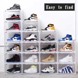 K.T.Z Shoe Storage Container Shoe Box Shoe Display Stackable Shoe display box Sneaker Box Stackable Clear for Men Women(D Style Transparent, 16 PCS)