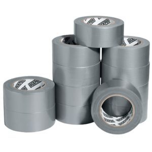 lockport duct tape heavy duty waterproof - 30 yards x 2 inch - 12 roll pack silver duct tape bulk - no residue, flexible, strong, all-weather tape and easy tear - grey heavy duty duct tape