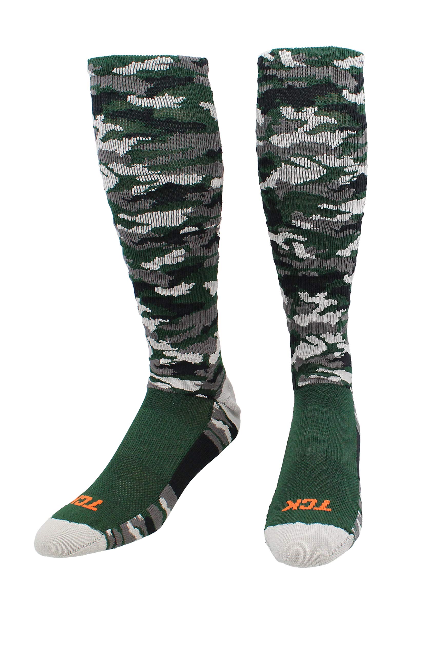 TCK Sports Elite Performance Over The Calf Camo Socks (Dark Green Camo, Small)