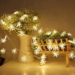 pikes peak christmas lights, 40 led snowflake string fairy lights for home, party, christmas, wedding, garden, xmas garden patio bedroom decor indoor outdoor celebration lighting