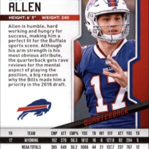 2018 Panini Playoff #205 Josh Allen Rookie RC Rookie Buffalo Bills NFL Football Trading Card