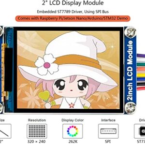 waveshare General 2inch IPS LCD Display Module 240×320 Resolution 2.0inch Monitor Embedded Controller RGB, 262K Color Display Color LED Backlight ST7789 Driver SPI Interface