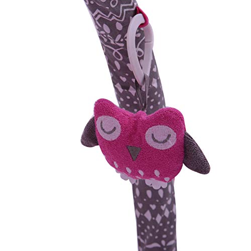 Bacati Owls Girls Cotton Activity Gym with Mat, Pink/Grey