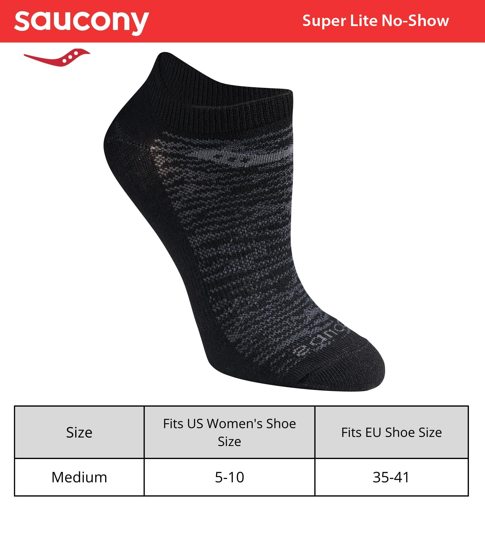 Saucony Women's Performance Super Lite No-Show Athletic Running Socks Multipack, Black Fashion (8 Pairs), Shoe Size: 6-10 M