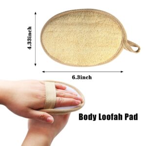 FEBSNOW Loofa Body Scrubber - 4 PCS Exfoliating Loofah Back Scrubber Natural Luffa Shower Bath Sponge Exfoliating Washcloth Face Scrubber Pad for Deep Clean & Invigorate Your Skin