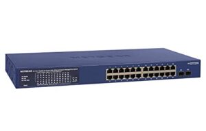 netgear 26-port managed poe gigabit switch (gs724tpp) - ethernet smart switch, optional insight cloud management, 24 x poe+ @ 380w, 2 x 1g sfp, desktop or rackmount, and limited lifetime protection