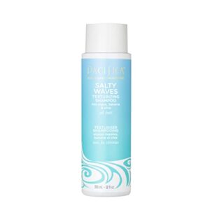 pacifica beauty, salty waves texturizing and moisturizing shampoo, banana scent, for all hair types, vitamin b + vitamin e, beach hair, beachy waves, sulfate free, vegan & cruelty free