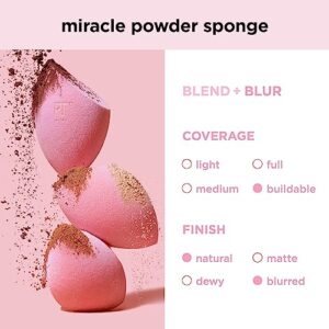 Real Techniques Miracle Powder Sponge, Makeup Blending Sponge For Powder Products, Set Makeup For Natural Finish & Cloud Skin, Buildable Coverage, Velvet Material, Latex-Free Foam, 2 Count